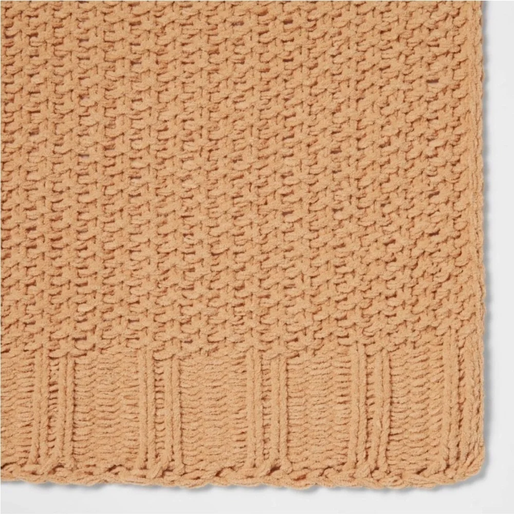 NWT Solid Chenille Knit Throw Blanket‎ Gold - Threshold
